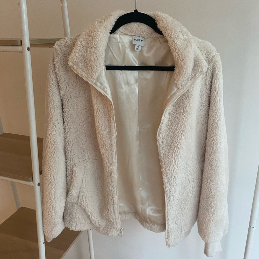 Jcrew Fluffy Cream Jacket